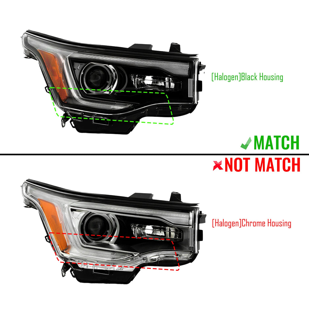 Halogen Headlight w/ LED DRL Black Trim for GMC Acadia (2017–2019)