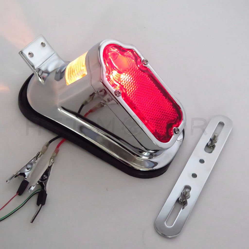 Chrome Red Tombstone Brake Tail Light Signal for Harley Davidson