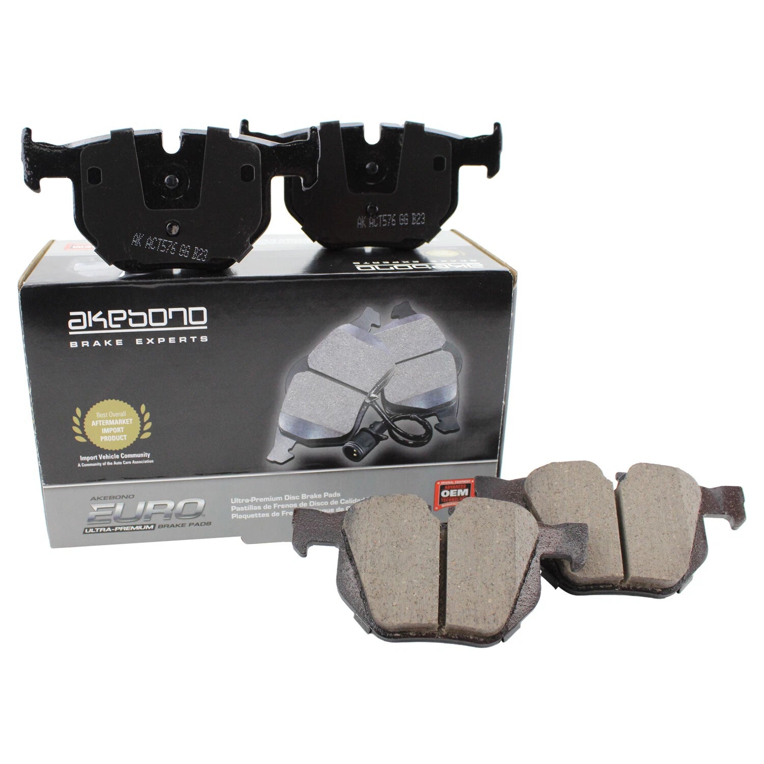 Set of 4 Rear Disc Brake Pads for BMW 525i 528i 528xi 530i 530xi (2001–2007) - Akebono Euro EUR1042