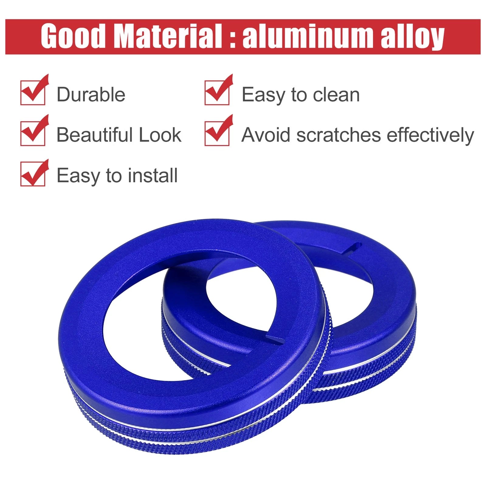 Set of 4 Blue Aluminum Alloy Center Control Ring Knob Covers for Chevrolet Camaro 