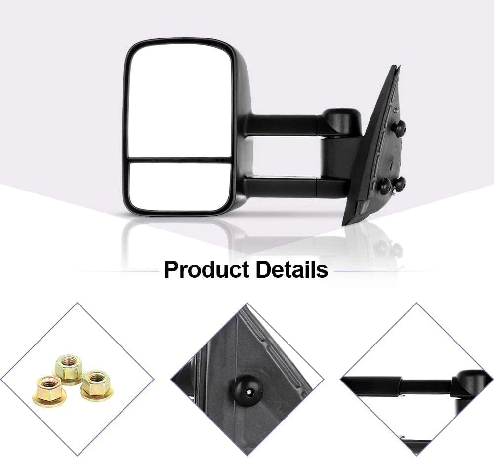 Set of 2 Manual Towing Mirrors for Chevy GMC Silverado Sierra (2008–2013)