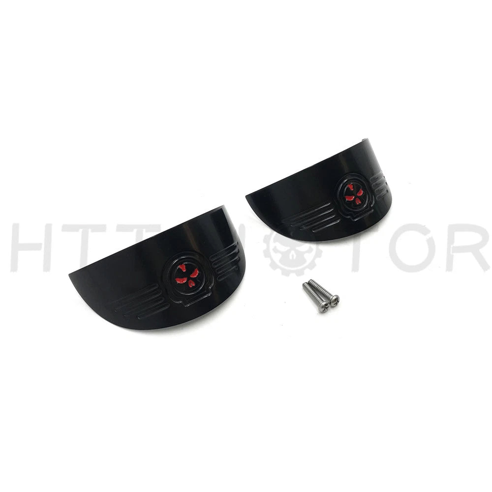 Skull Rear Turn Signal Visors for Harley FLST (1986–1990), FLHR (1994–2017), FLHT (1986–2009) Black