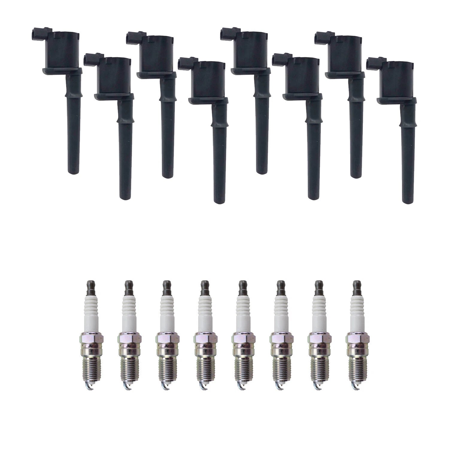 Set of 8 Ignition Coils & NGK Platinum Spark Plugs for Mustang V8