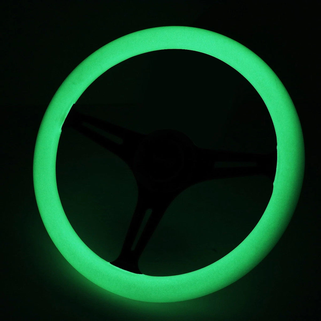 NRG 35cm Deep Dish Glow In Dark Wood Grip Steering Wheel for Universal Fit