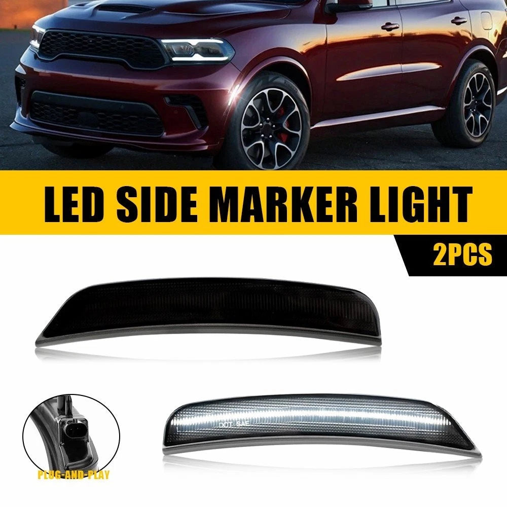 Smoked White LED Front Bumper Side Marker Lights for Dodge Durango (2021–2025)