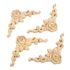 Set of 4 Wood Carved Onlay Applique for European Style Decor (Unpainted)