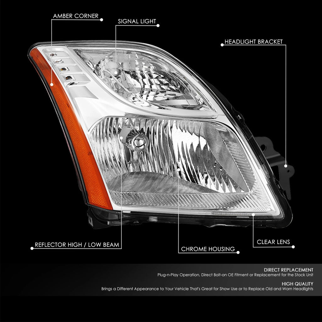 Right Chrome Housing Headlight Lamp for Nissan Sentra (2010–2012)
