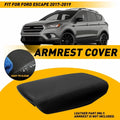 Black Leather Center Console Lid Armrest Cover for Ford Escape (2017–2019)