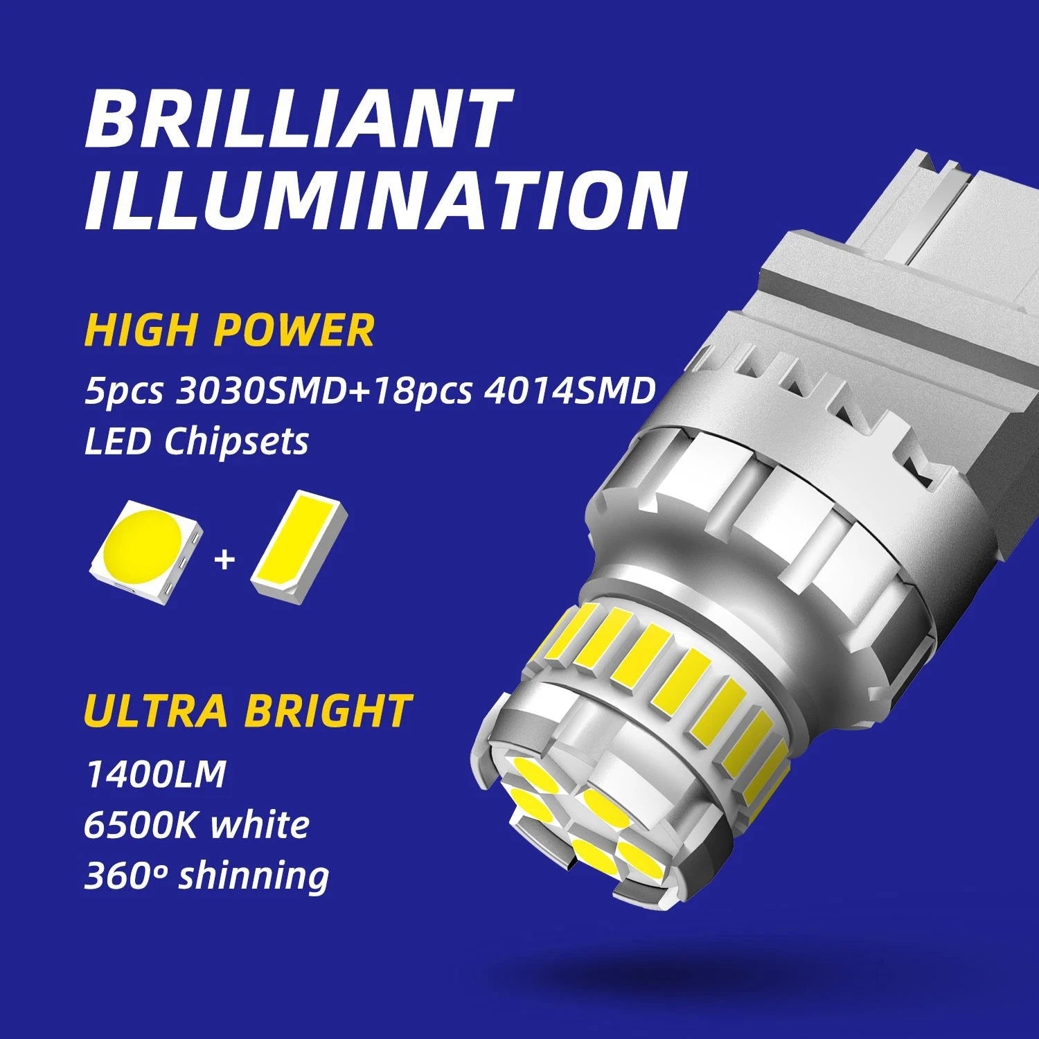 2X 3157 3457 3057 23SMD LED Backup Reverse Tail Signal Light Bulb for