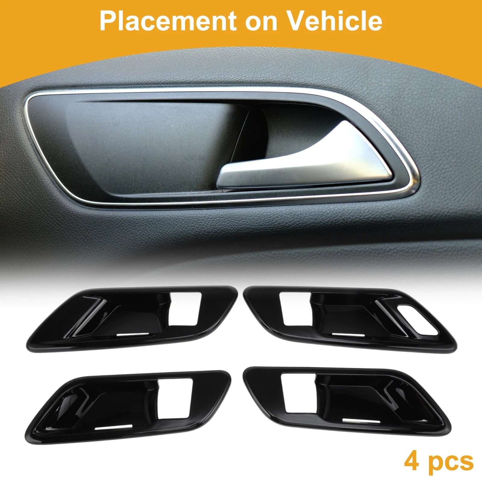 Interior Door Handle Bowl Cover Trim for Toyota Crown (2023–2024) Black