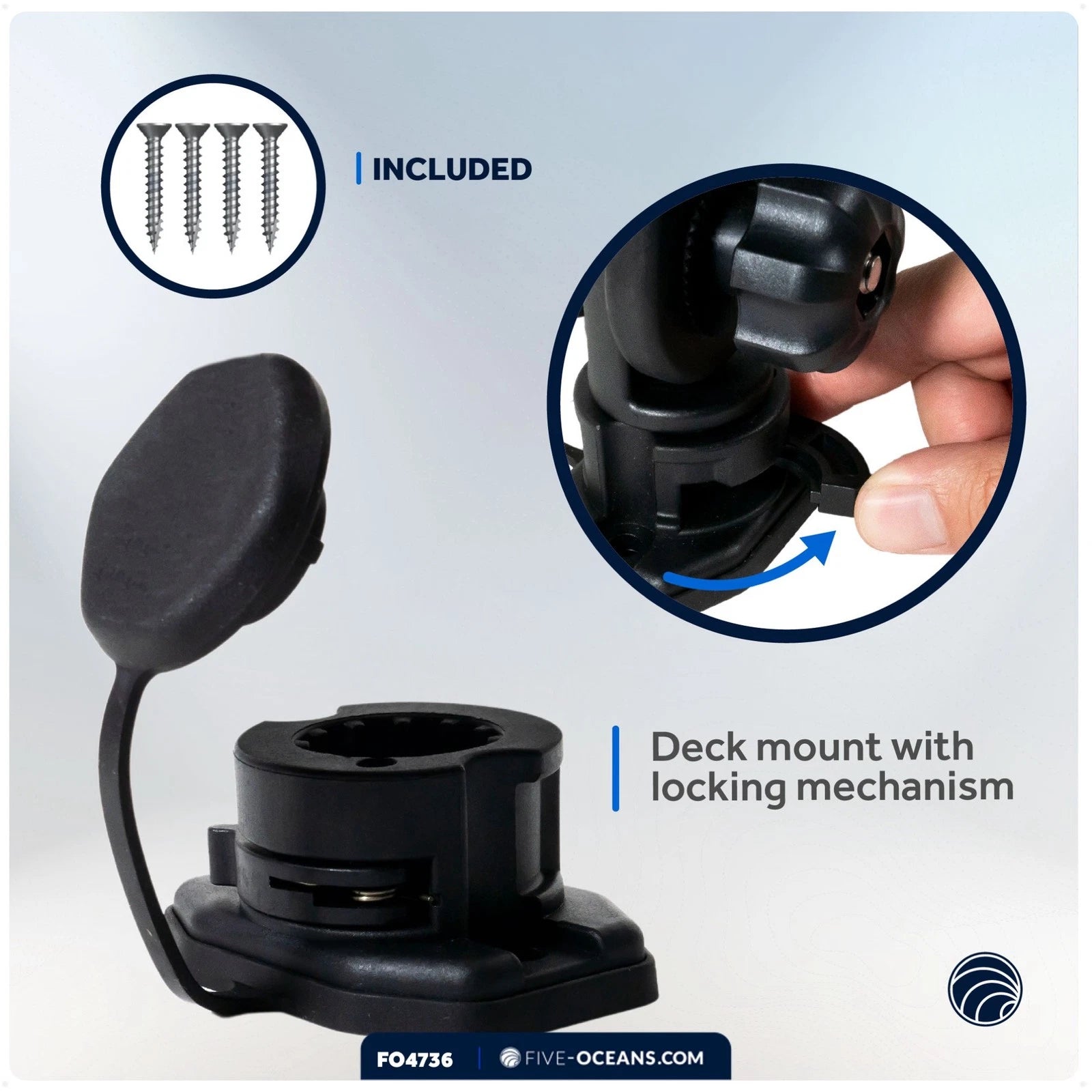 Fishing Rod Holder Deck Mount Base for Universal Applications