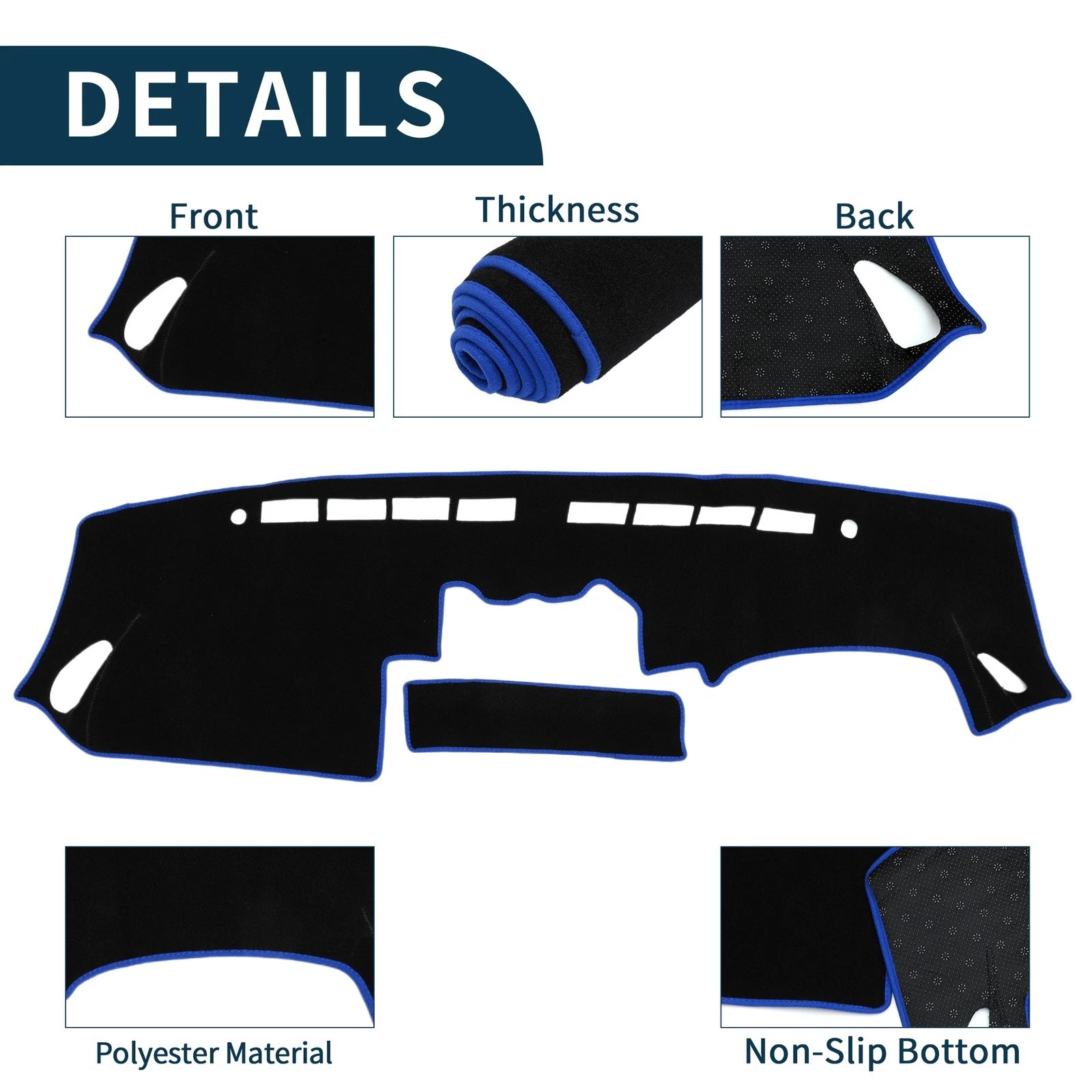 Dashboard Cover Mat for Nissan Fairlady Z33 350Z (2002–2008) Black Blue