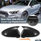 1 Pair Rearview Mirror Cover Cap Black Carbon Fiber for Audi A4 A5 (2008–2020)