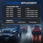 LH Heated Mirror Glass for Ford Super Duty F-250 F-350 (2017–2022)