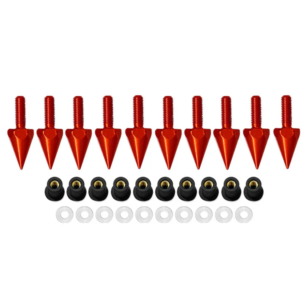 5MM Windshield Spike Bolts for Motorcycle - 10 Pcs Red