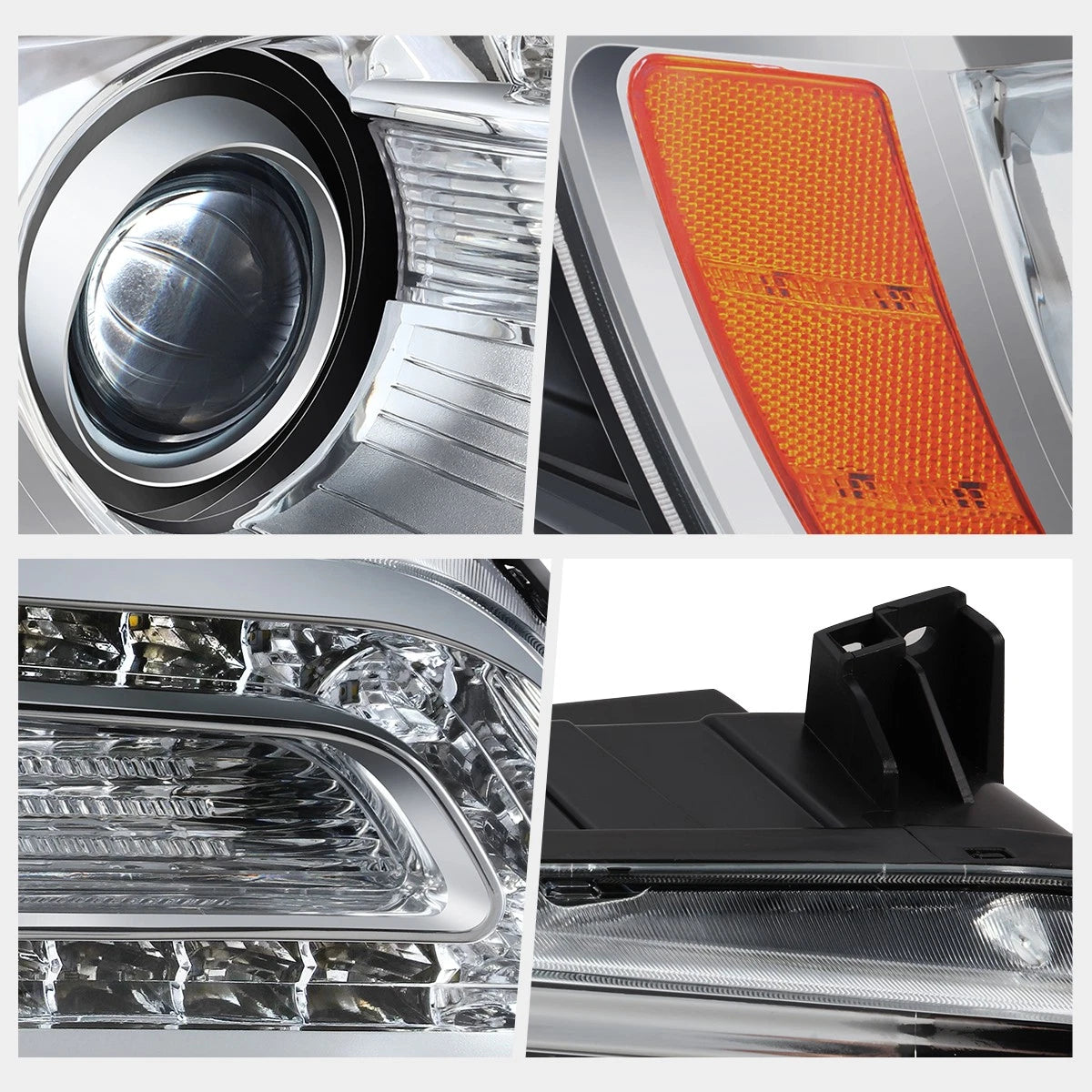 LED DRL Projector Headlight Chrome Housing for Chrysler 300 (2011–2014)