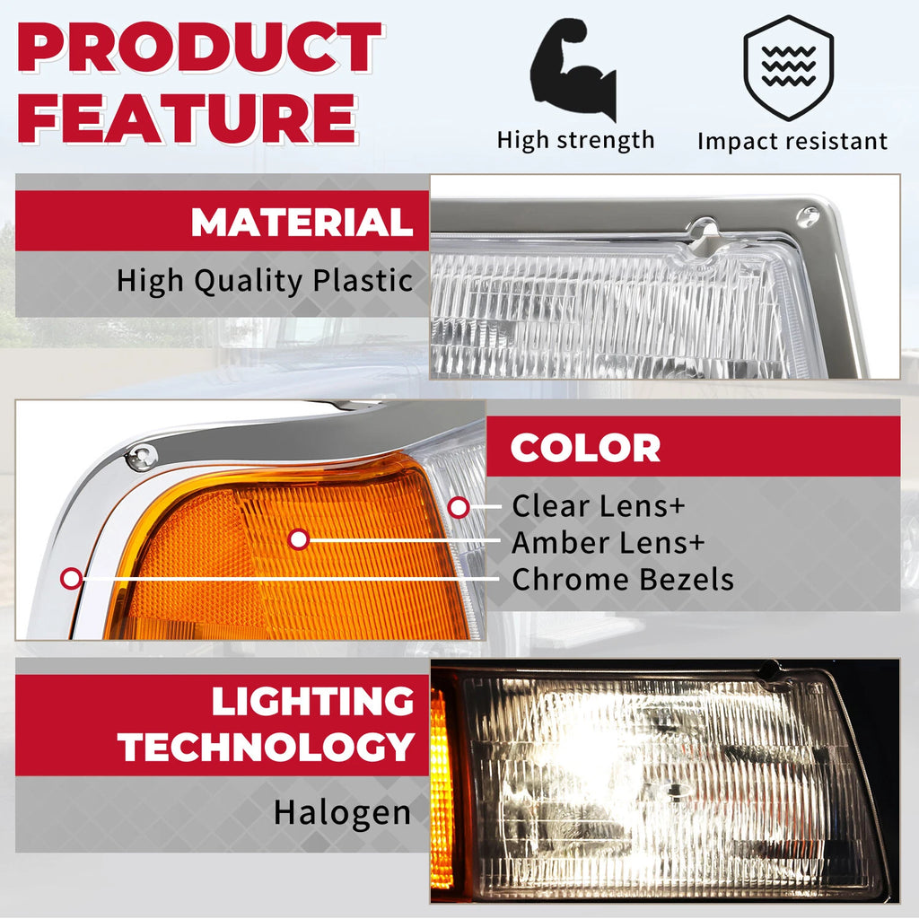 Pair Headlights with Adjusters for Peterbilt 375 385