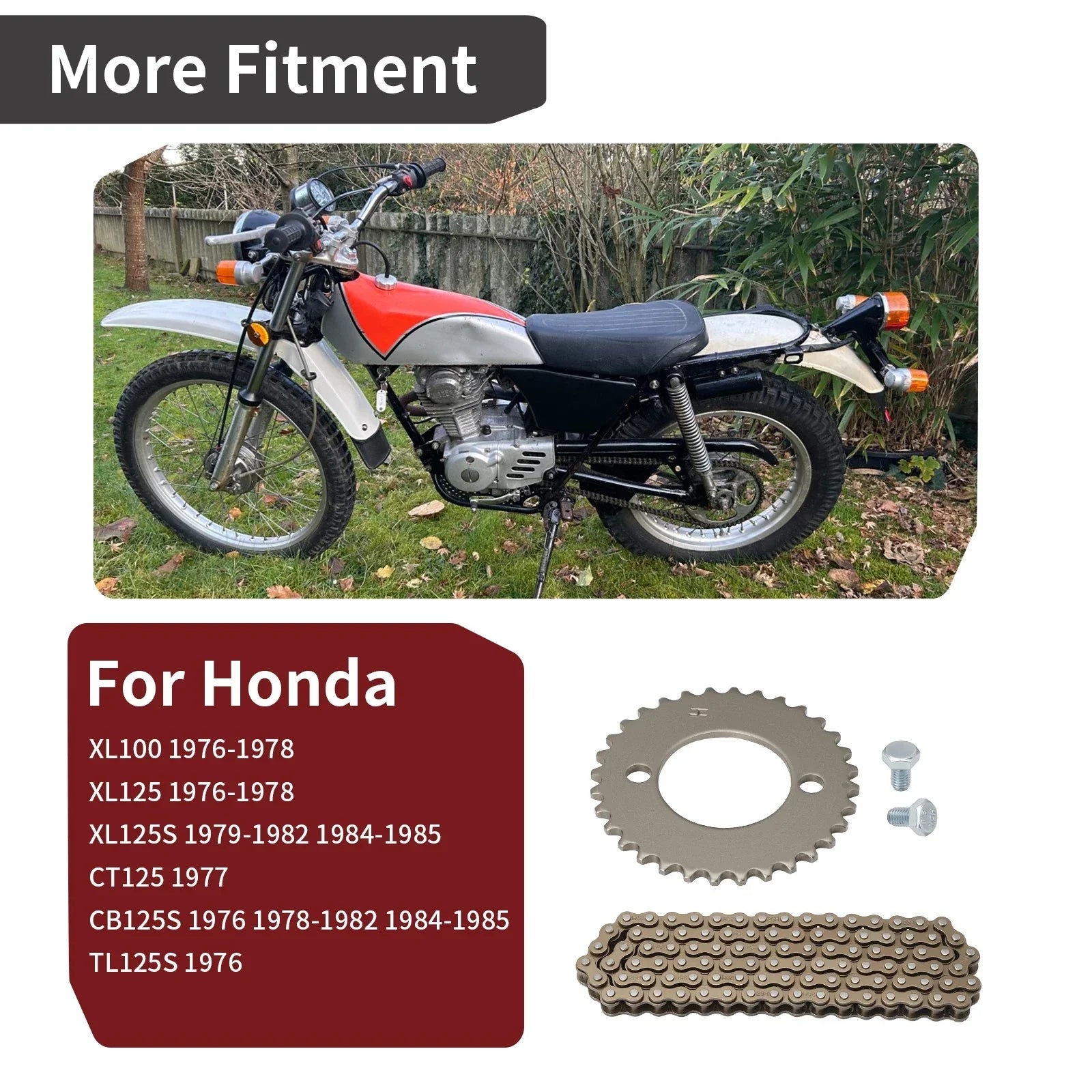 Timing Cam Chain w/ Sprocket 32T for Honda CT125 TL125S (1976–1977)