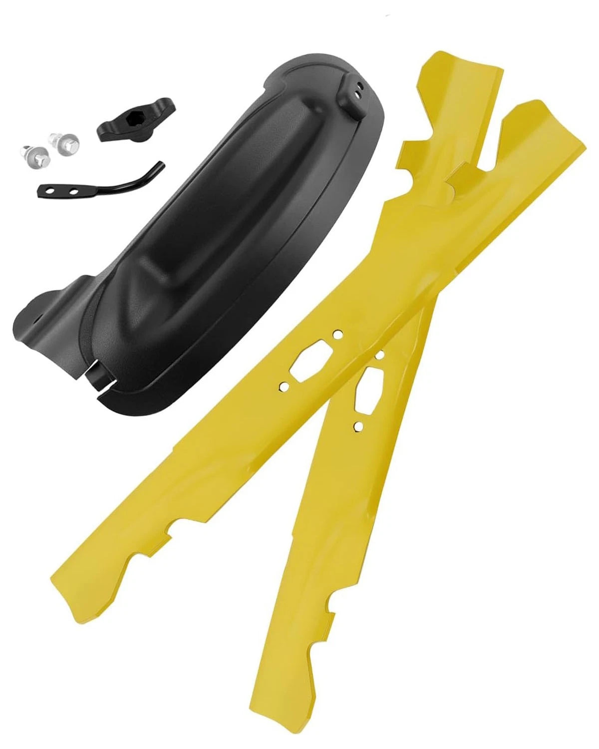 Set of 2 Mower Blades & Deck Mulch Plate Cover Plug for Cub Cadet (490-110-C203, 631-05195A)
