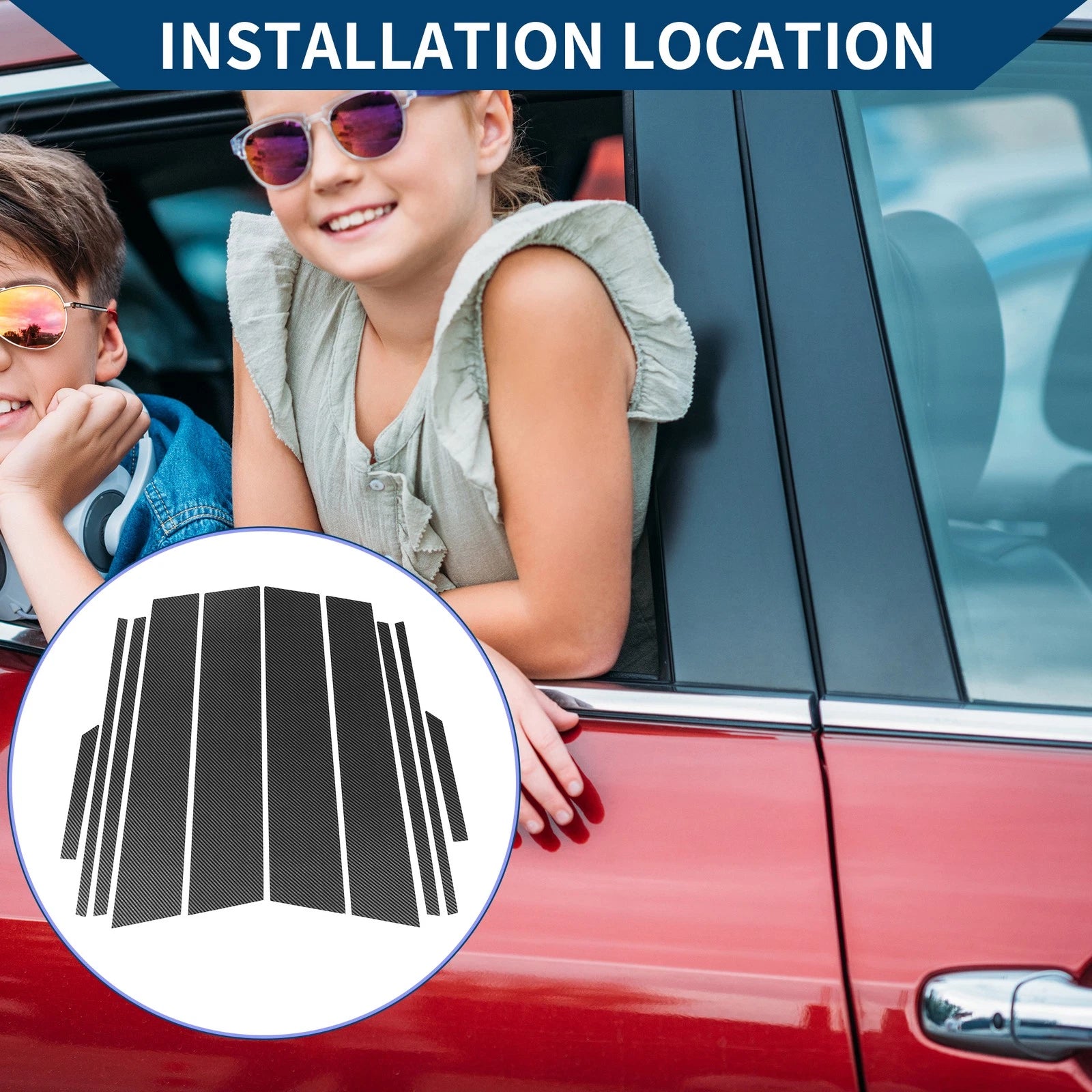 10X Car Pillar Window Trim Cover for Toyota RAV4 (2019–2023) Black Carbon Fiber