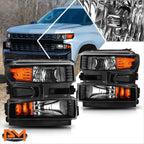 Amber Corner Headlights for Silverado 1500 WT/Custom Trail Boss (2019–2024)