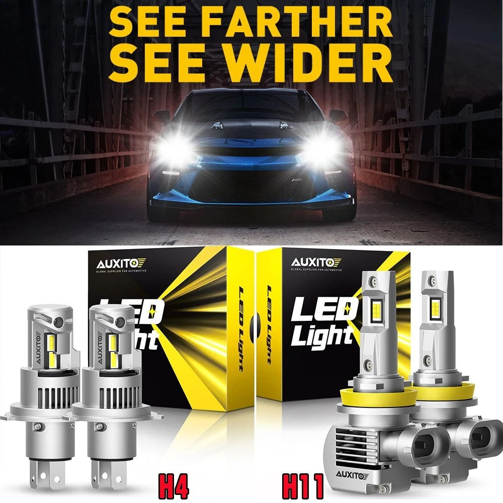 Set of 9 AUXITO H4 H7 H11 H13 9004 9005 9006 9007 9012 White LED Headlight Bulbs