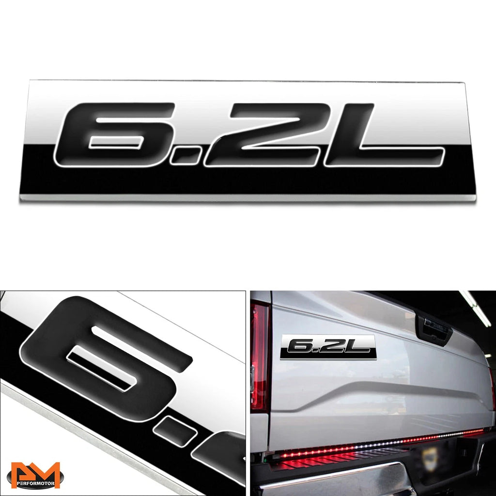 3D Polished Metal "6.2L" Decal Emblem for GMC Chevrolet