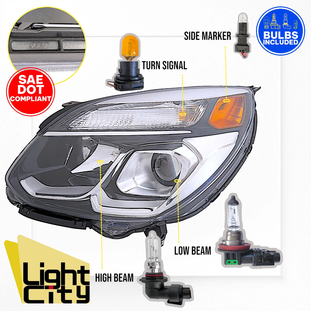 Driver Headlight Assembly LH for Chevy Equinox (2016–2017)