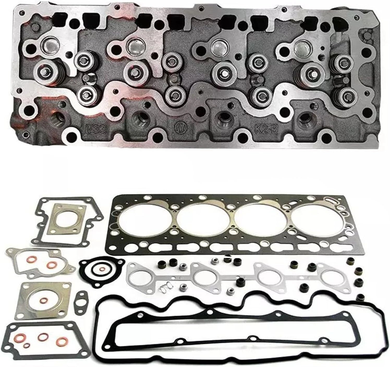 Cylinder Head & Gasket Kit for Kubota V3300 V3600 Bobcat T300 (1G513-03020)
