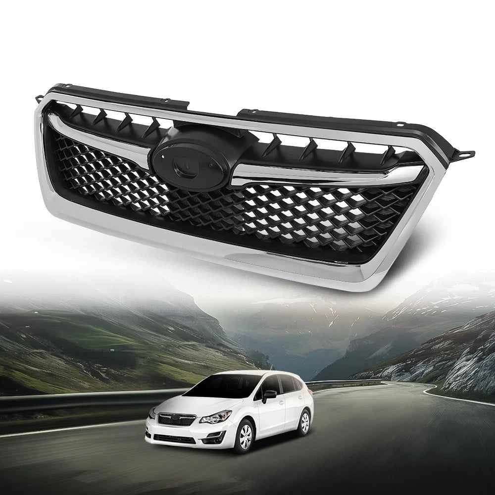Front Bumper Upper Grille Assembly for Subaru Impreza (2012–2016) Black Chrome