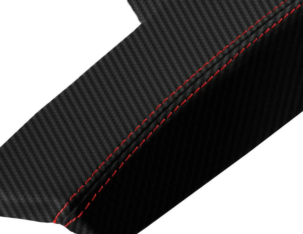 Console Lid Armrest Cover for Buick Regal (2011–2017) Carbon Fiber Red Stitch
