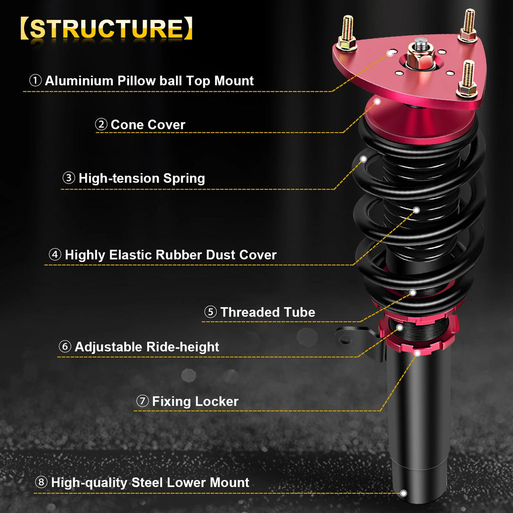 Coilover Struts for Mazda 3 (2004–2013) Adjustable Height Suspension Kits