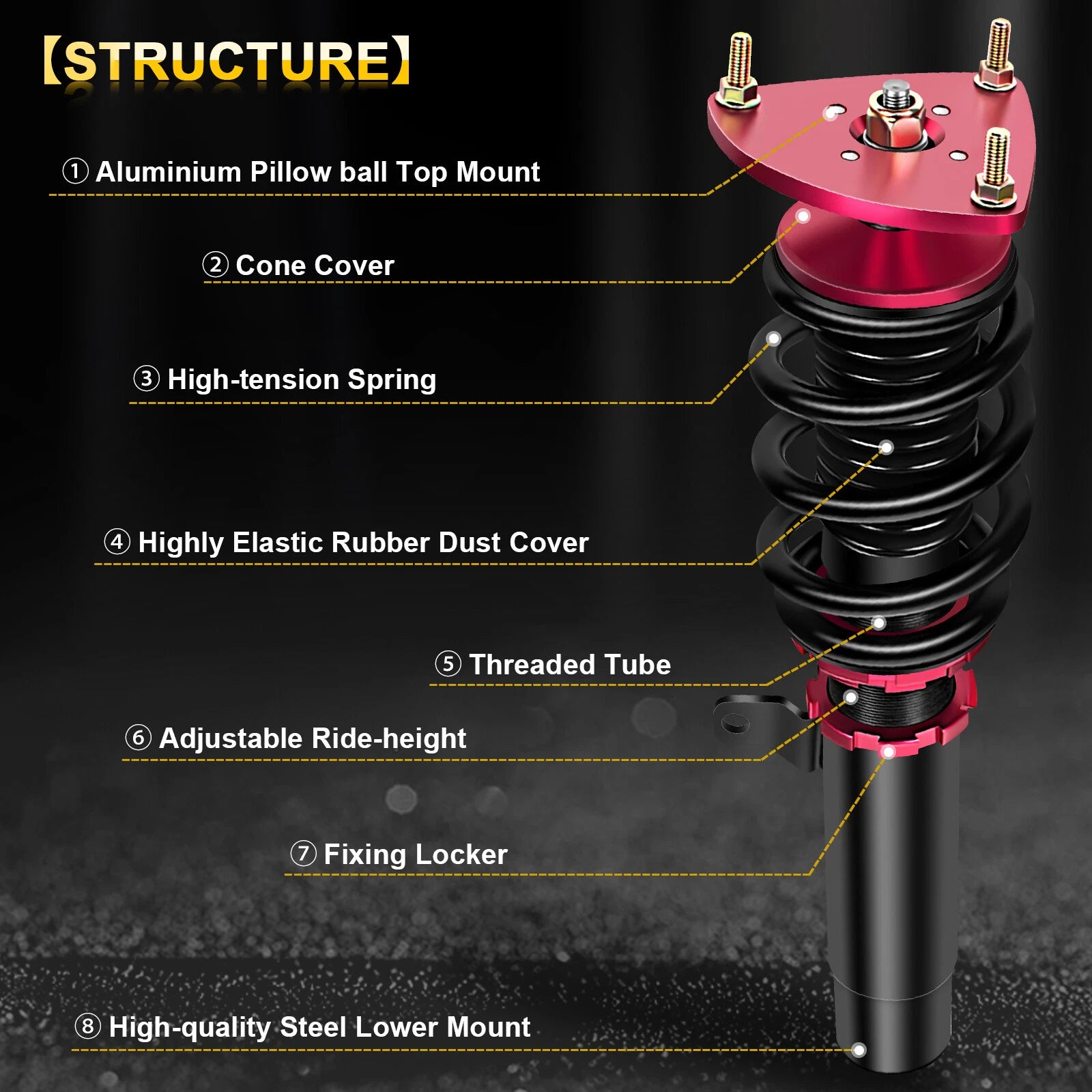 Coilover Struts for Mazda 3 (2004–2013) Adjustable Height Suspension Kits