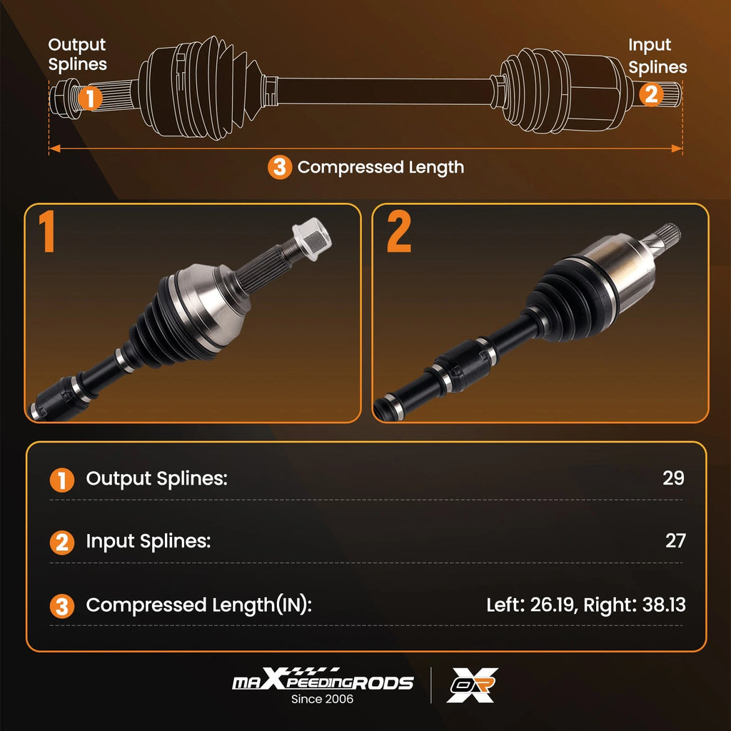 Front Left & Right CV Axle Shaft for Nissan Rogue 2008–2013 2.5L