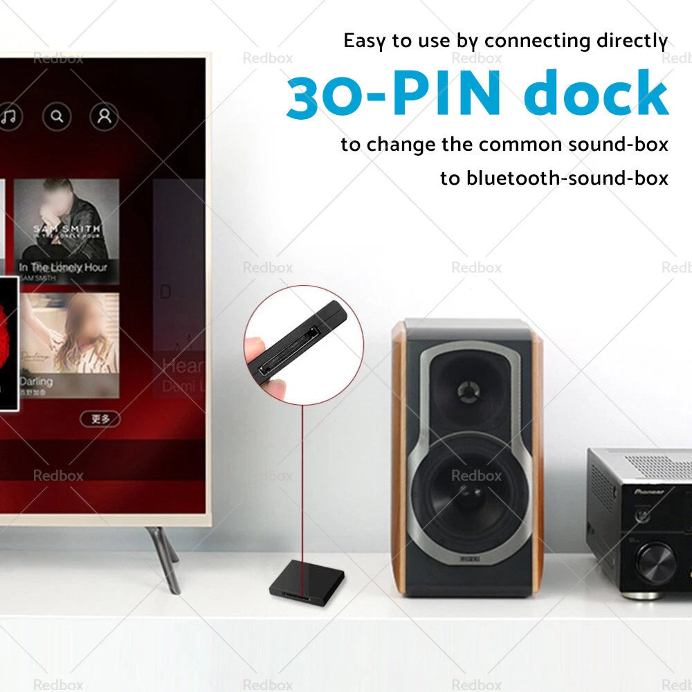 Bluetooth Audio Receiver for iPod iPhone 30Pin Sound Dock (Compatible)