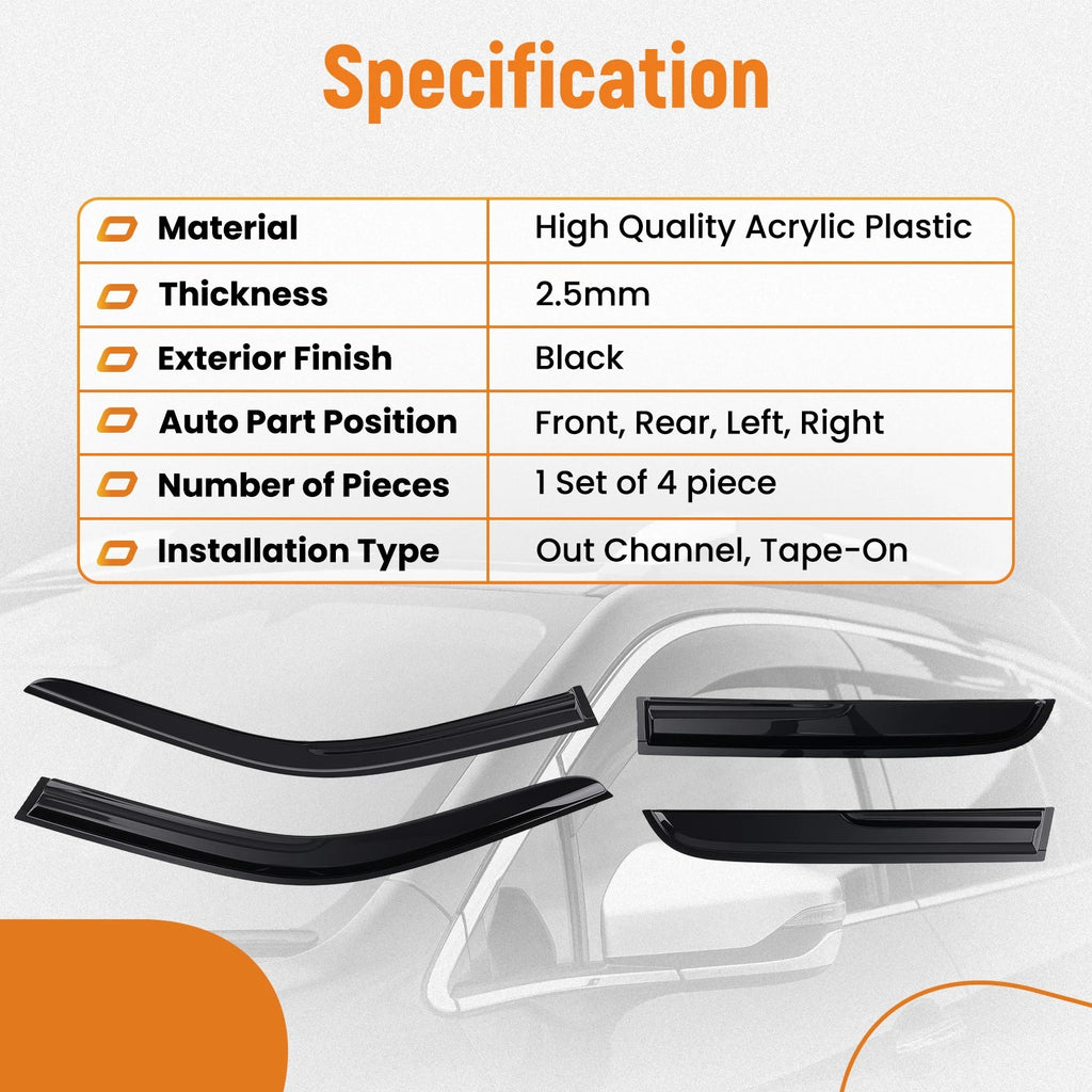 Set of 4 Acrylic Rain Guards for Honda CR-V (2002–2006) Window Deflectors