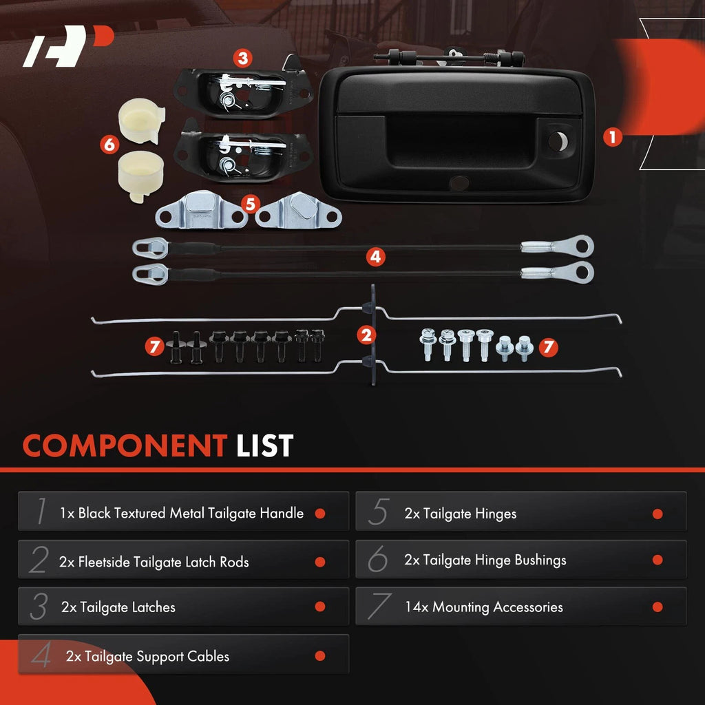 Tailgate Hardware Rebuild Kit with Cable & Rods for Chevy Colorado (2015–2023)