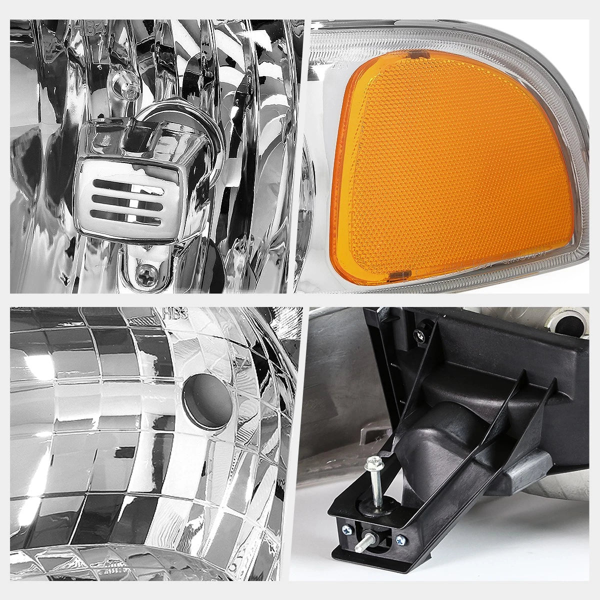 Upper Chrome Housing Headlight & Amber Side Corner Lamp for GMC Sierra/Yukon (1999–2007)