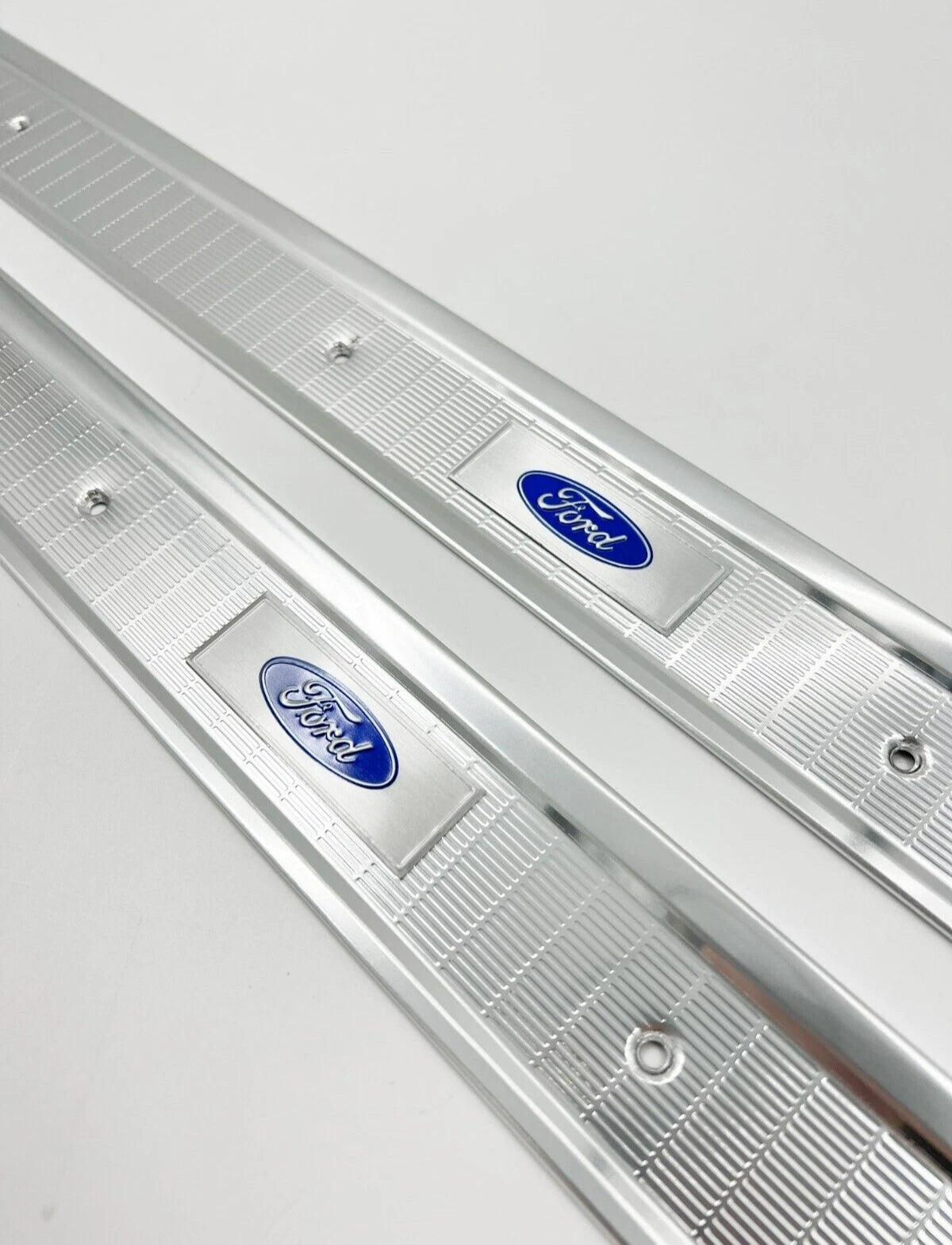 Door Sill Scuff Plates w Blue Decal for 1966–1969 Ford Fairlane