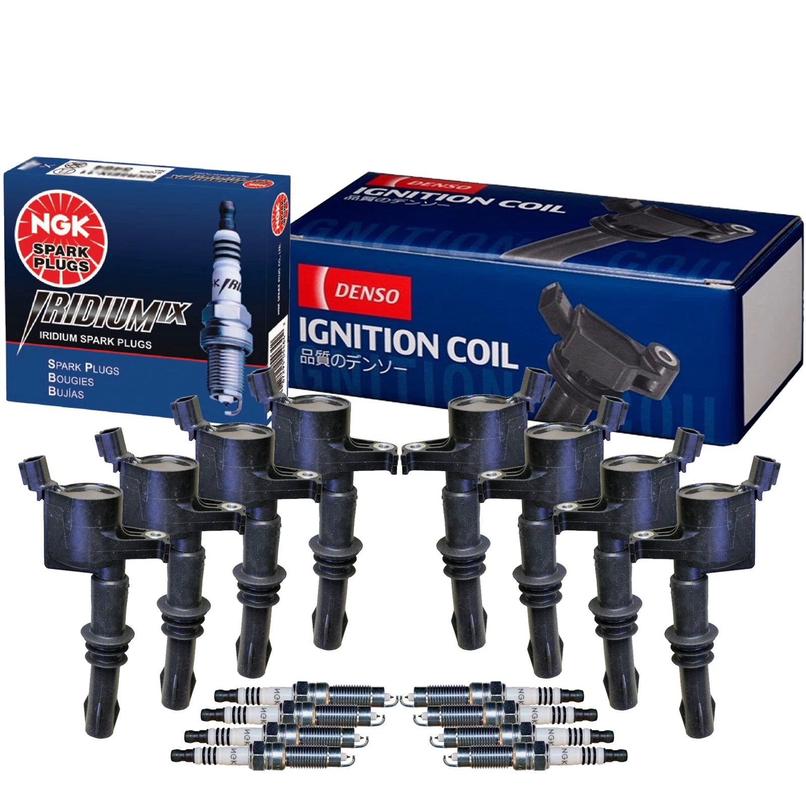 Set of 8 Ignition Coils & Spark Plugs for Ford Lincoln V8
