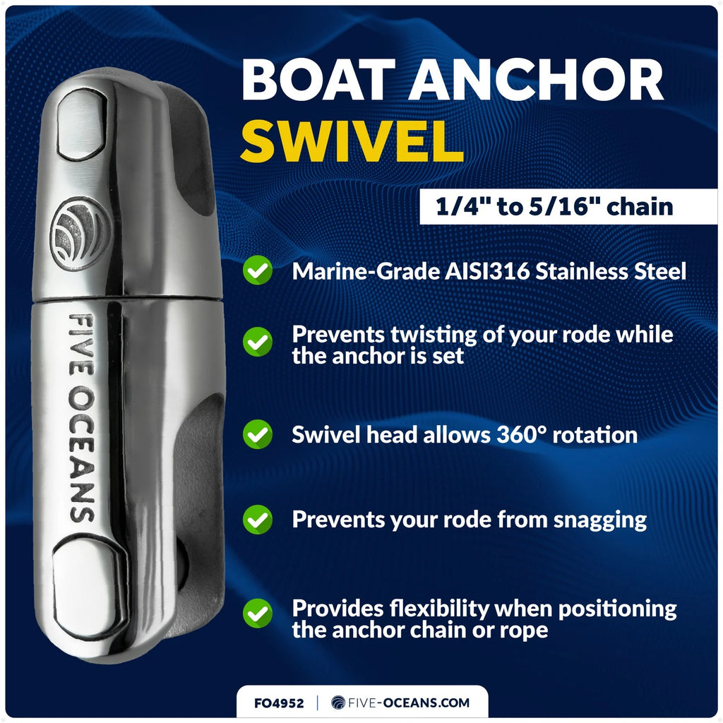 316 Stainless Steel Boat Anchor Swivel for 1/4" to 5/16" Chain