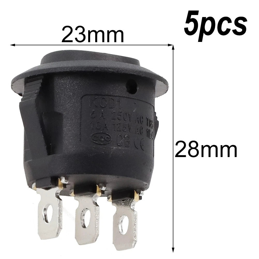 Set of 5 Rocker Switches for Universal Applications (20mm, 3 Pins)