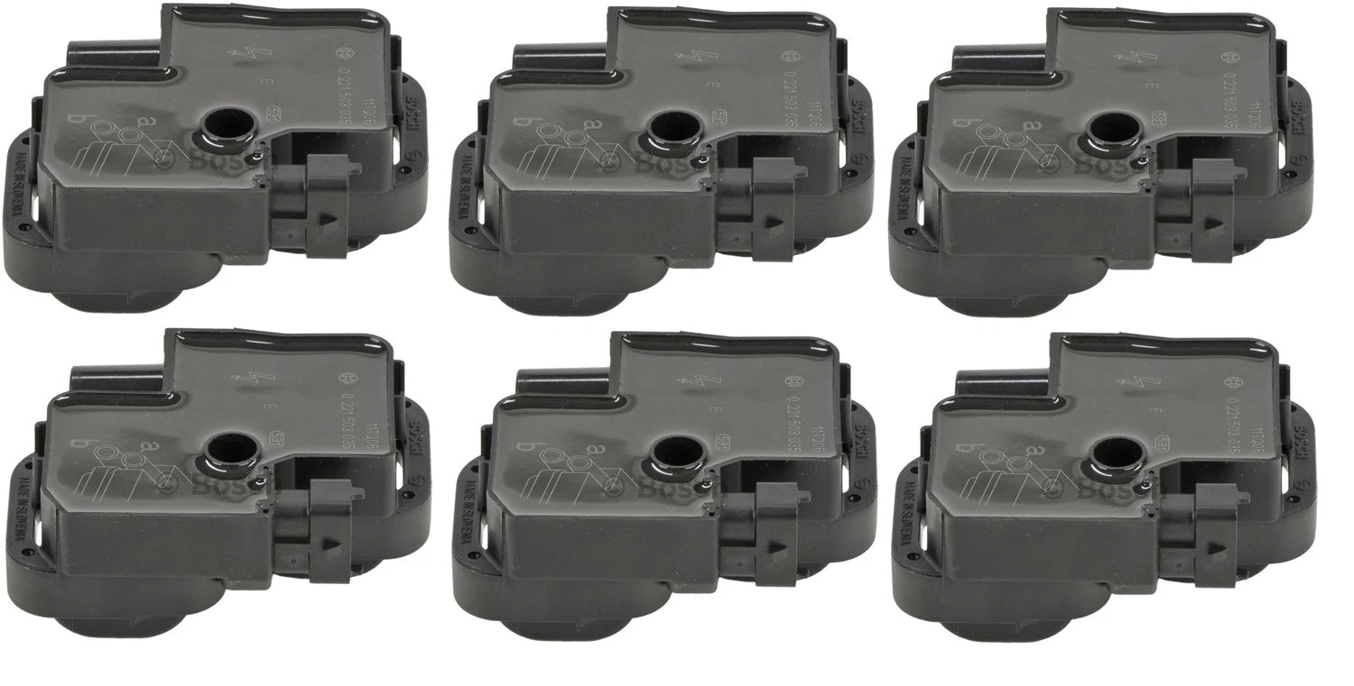 Set of 6 Ignition Coils for Mercedes S203 W203 C208 A208 (2001–2007) Bosch 0221503035