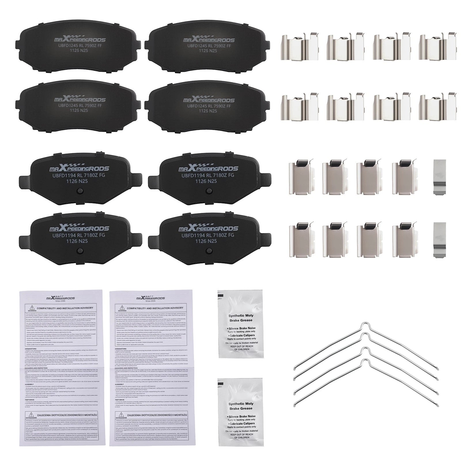 Front and Rear Ceramic Brake Pads for Ford Edge and Lincoln MKX (2011-2015)