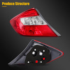 Tail Light Pair for Honda Civic Coupe Sedan (2012) Red Housing