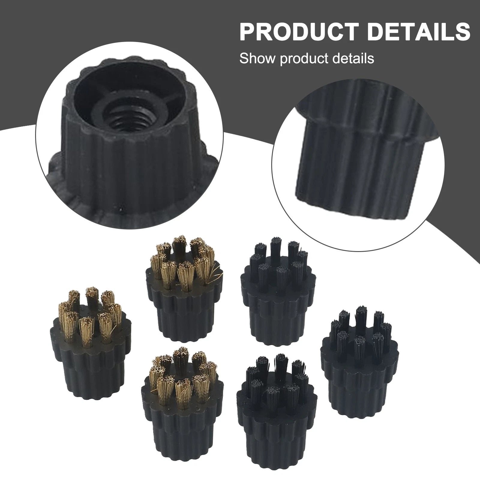 Steam Mop Head Replacement Parts Set of 6 - Brass Nylon Brush