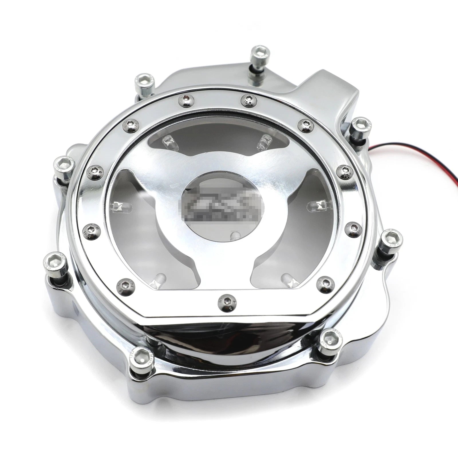 Chrome Left Engine Clutch Cover Guard w/ Green LED for Suzuki GSXR1000 (2005–2008)