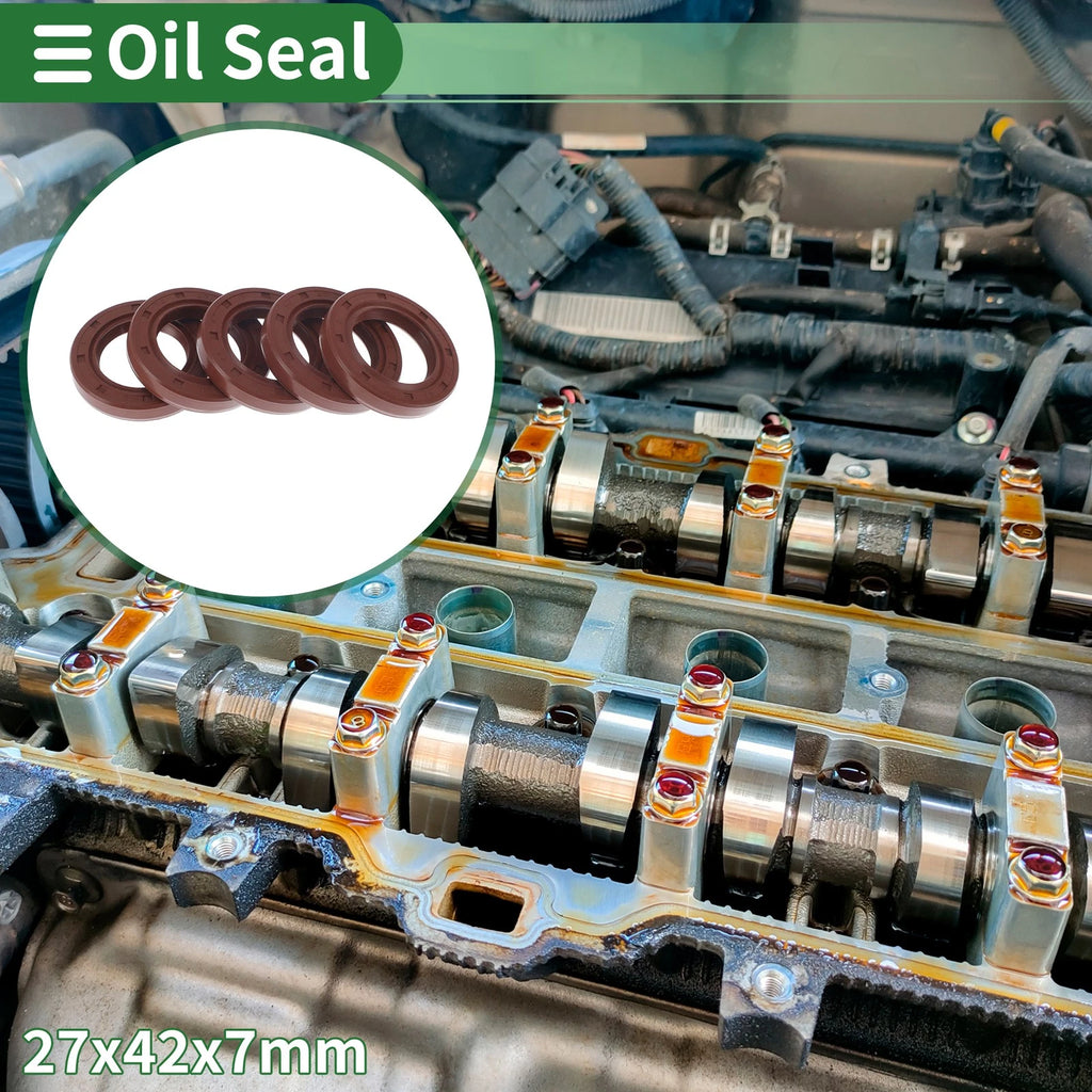 Set of 5 Oil Seal Rotary Shaft Seal FKM Rubber 27x42x7mm