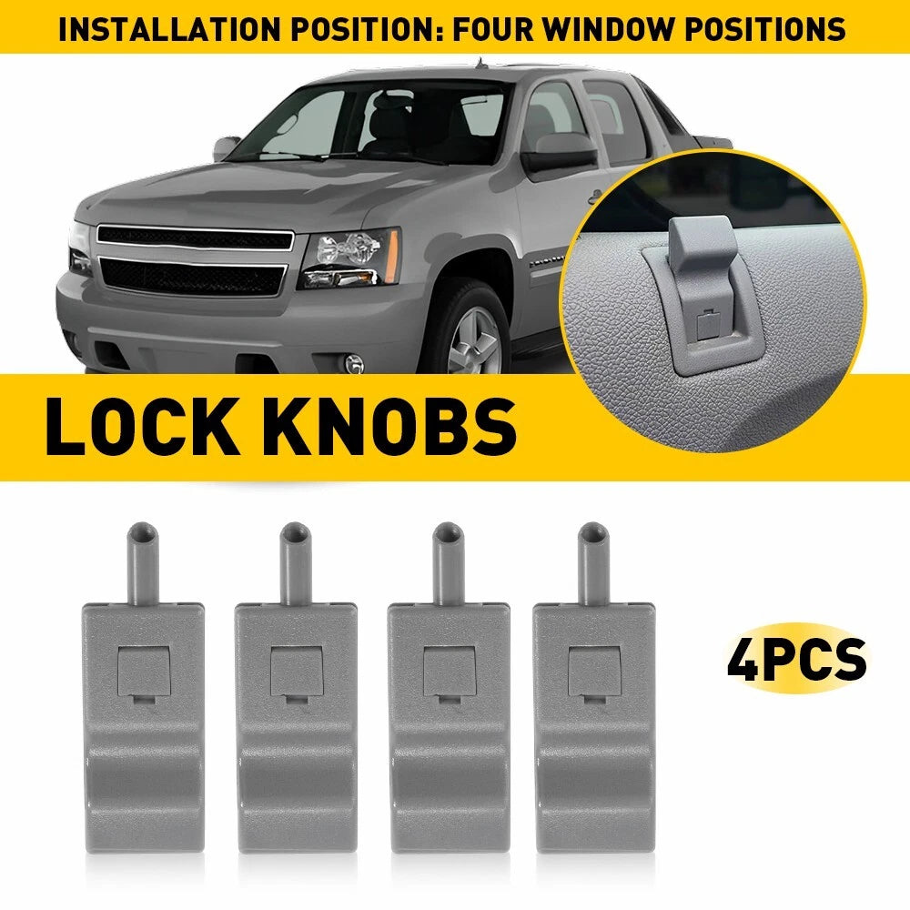 Set of 4 Door Lock Knobs for Chevrolet Tahoe/Suburban (2007–2014) Gray