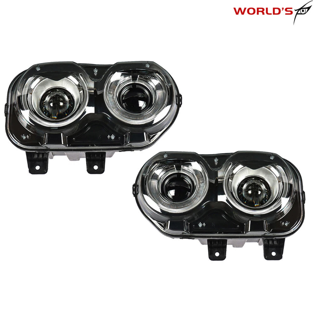 Set of 2 LED Headlights for Dodge Challenger (2015–2018) Black